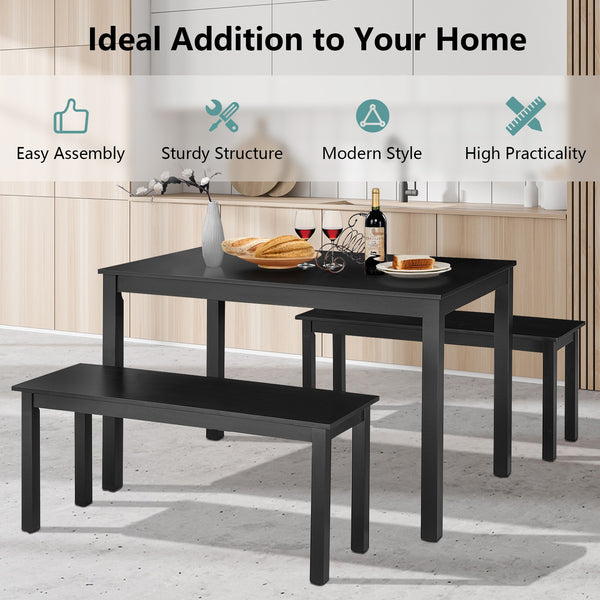 3pc Studio Collection Dining Table Set - Black