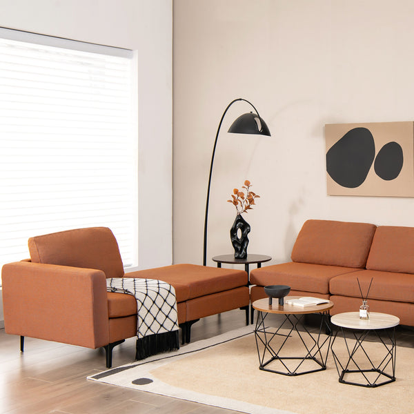L-shaped Sectional Sofa with Reversible Chaise - Orange