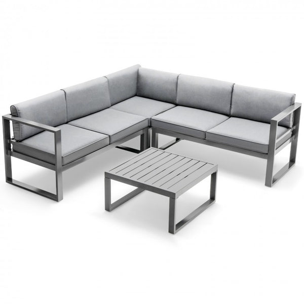 4pc Patio Furniture Set with Back Cushions - Gray