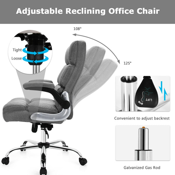 Height Adjustable High Back Office Chair with Flip Up Arm - Gray