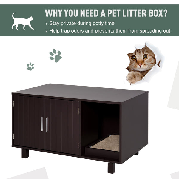 Wooden Cat/ Pet Litter Box  W/Scratcher - Brown