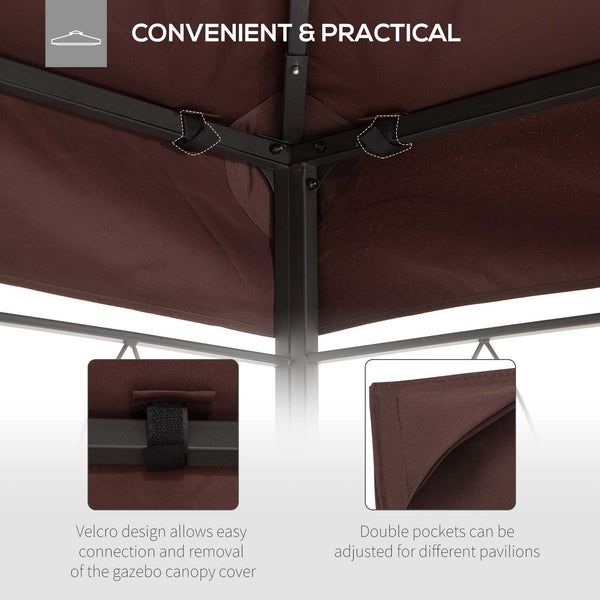 13x10 ft 2 Tier Gazebo Replacement Canopy Top (Top cover only) - Coffee