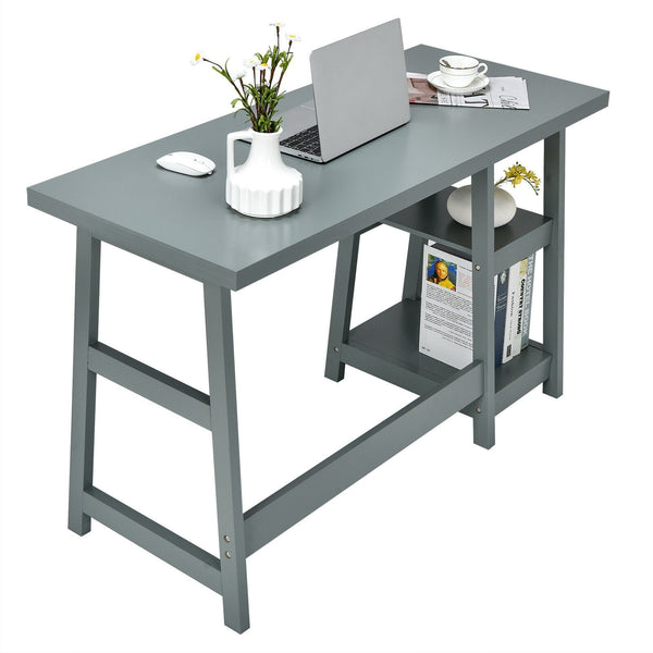 Computer Writing Desk with Removable Shelves - Gray