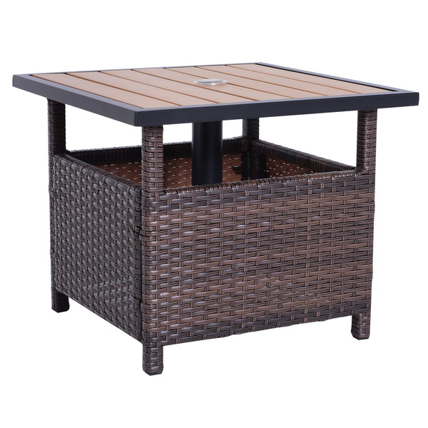 Outdoor Rattan Wicker Accent Table - Brown