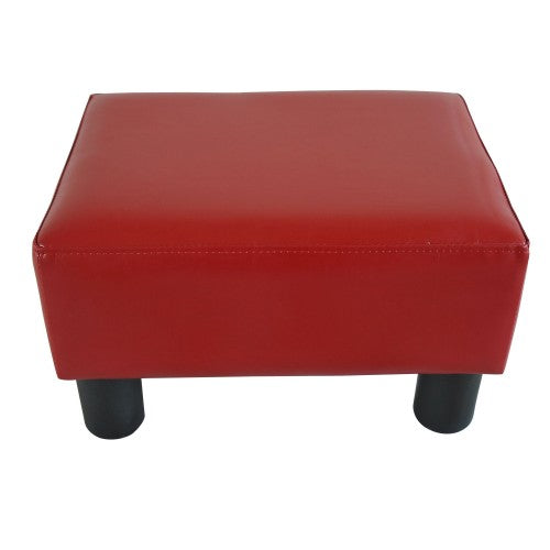 Modern Small Faux Leather Ottoman Footstool - Red