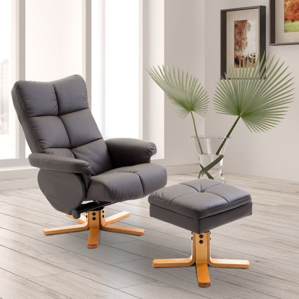 Leather Home Office Lounge Chair and Ottoman Set