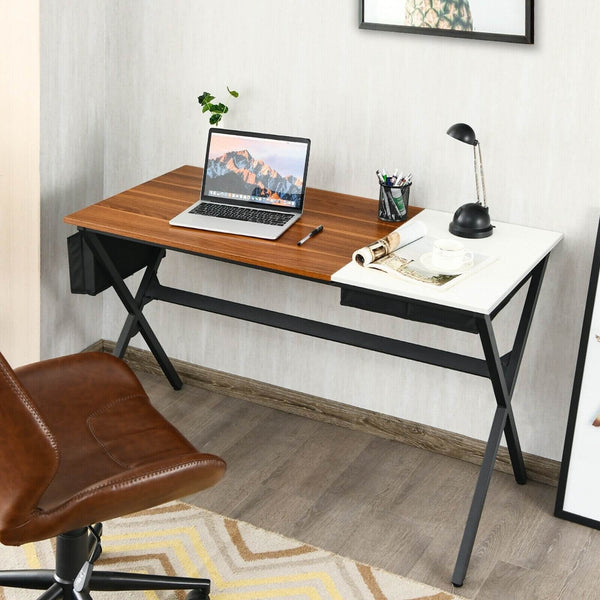 Writing Computer Desk with Drawer and Storage Bag - Natural