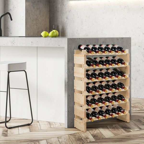 36 Bottles Stackable Wooden Wine Rack