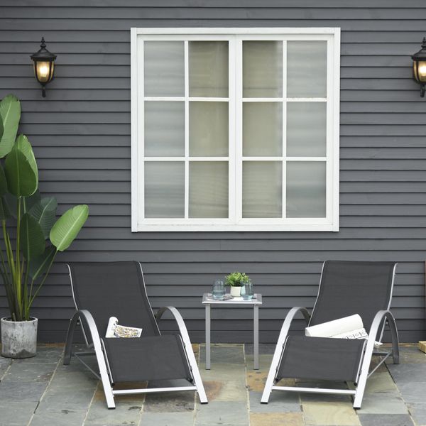 3pc Patio Lounge Chair Set with Table - Black