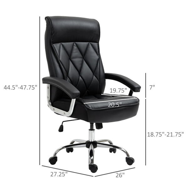 High Back Executive Diamond Stitched Home Office Chair - Black