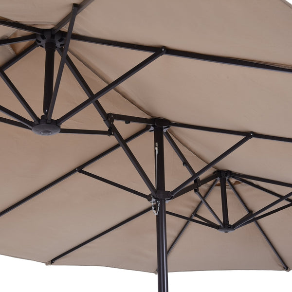 15' Outdoor Patio Umbrella with Twin Canopy - Tan