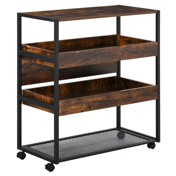 Industrial Kitchen Rolling Cart - Rustic Brown