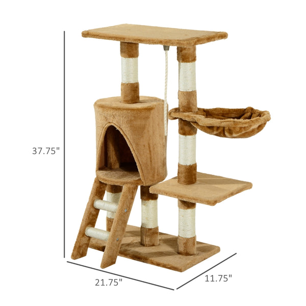 37" Cat Tree Scratching Post - Brown