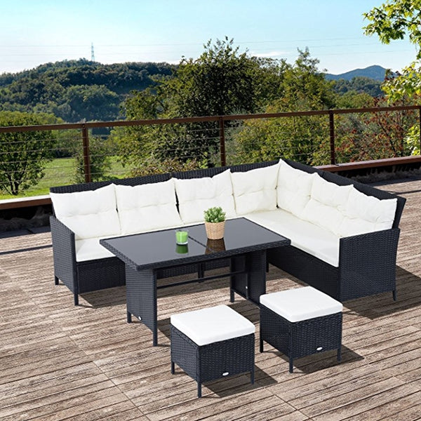 6pc Outdoor Wicker Patio Garden Dining Furniture Set