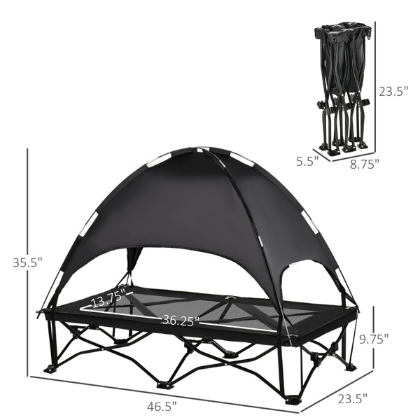 Elevated Pet Cot with Removable Canopy - Black