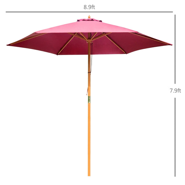 9' x 8'H Outdoor Garden Umbrella - Wine Red