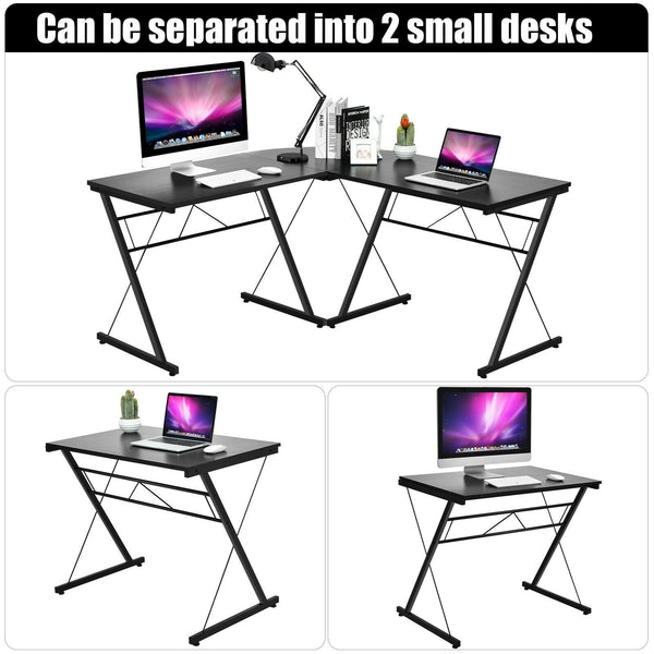 59" L Shaped Corner Computer Writing Desk - Black