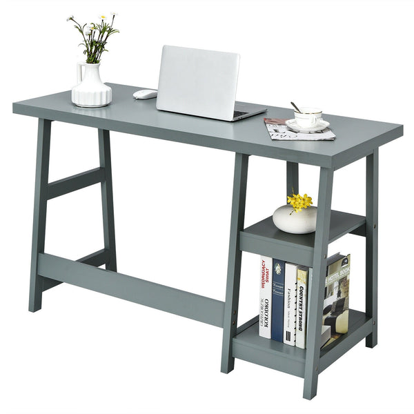 Computer Writing Desk with Removable Shelves - Gray