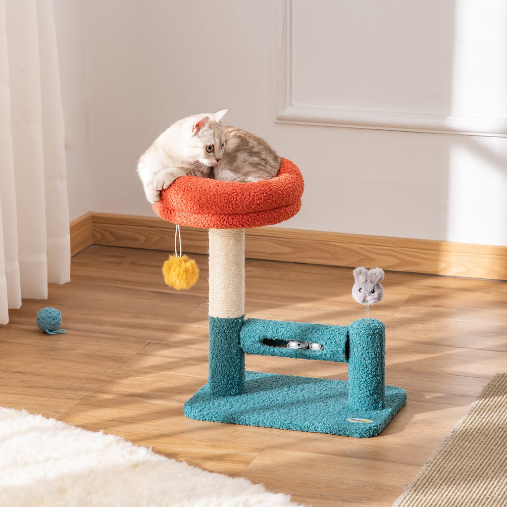 17" Cat Tree with Removable Bed - Blue and Orange