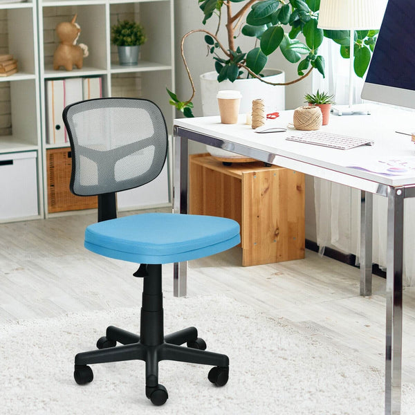 Height Adjustable Armless Computer Chair - Blue