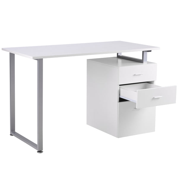 Home Office Computer Desk With 3 Drawers- White
