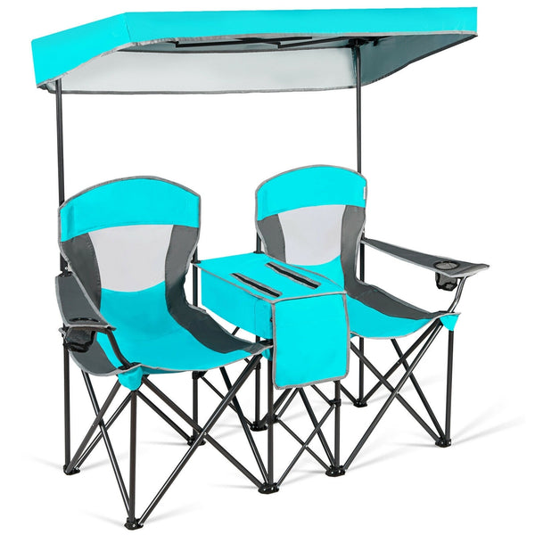 Outdoor Camping Portable Folding Chair with Cup Holder - Turquoise
