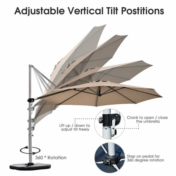 11ft Patio Offset Cantilever Umbrella - Tan