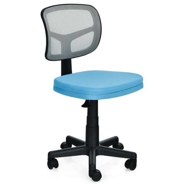 Height Adjustable Armless Computer Chair - Blue