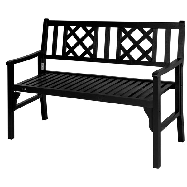 2-Seater Foldable Garden Bench - Black