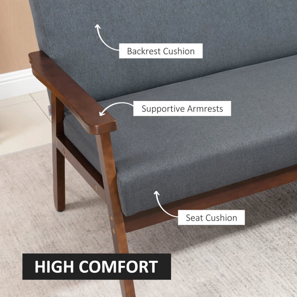Compact Loveseat Sofa Couch - Dark Grey