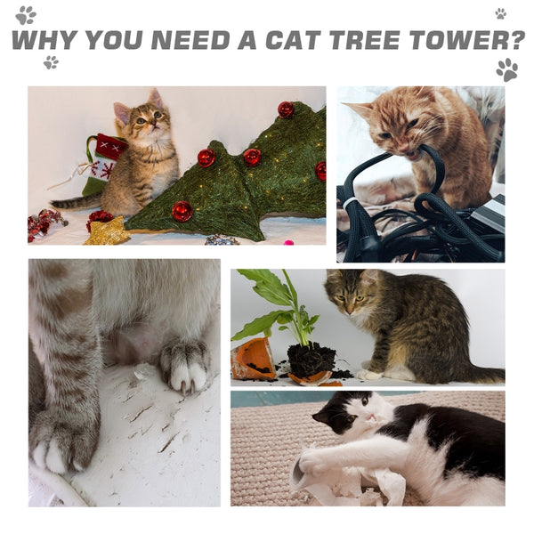 79" Deluxe Multilevel Cat Tree Condo Activity Centre with Toys - Dark Grey