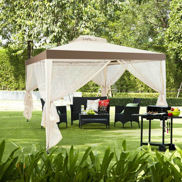 10x10 ft. Canopy Gazebo with Mosquito Netting - Beige