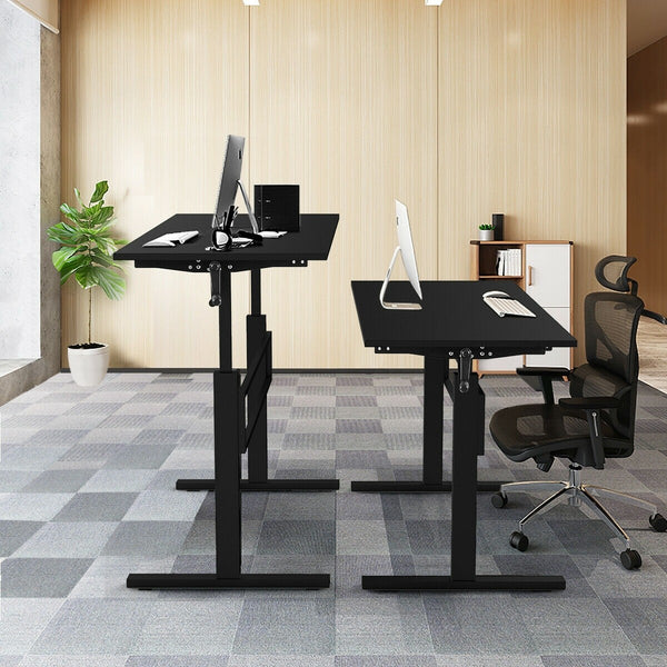 Height Adjustable Standing Computer Writing Desk with Crank Handle - Black