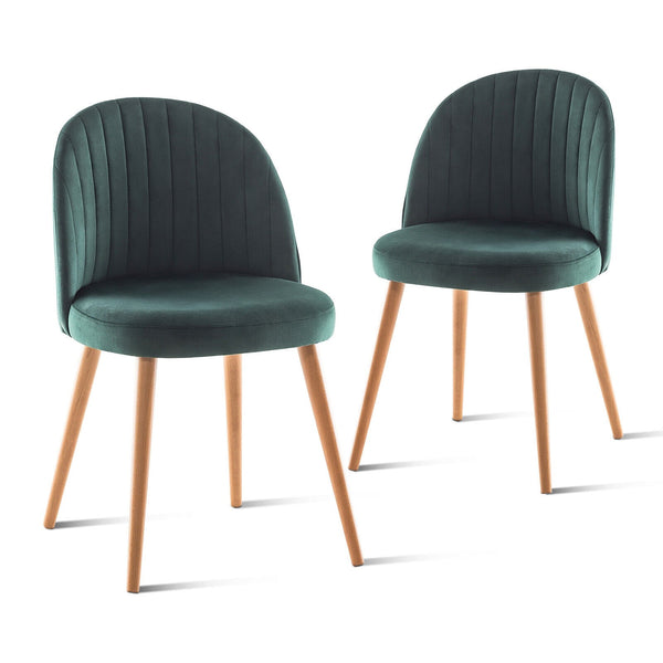 Set of 2 Velvet Armless Chairs - Green