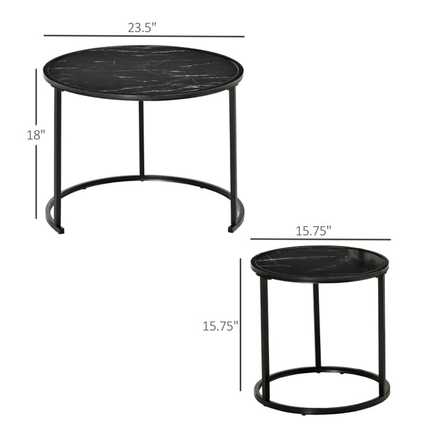 Set of 2 Round Nesting Coffee Tables - Black