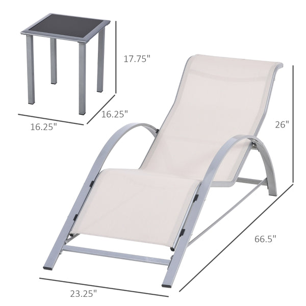 3pc Patio Lounge Chair Set with Table - Cream White