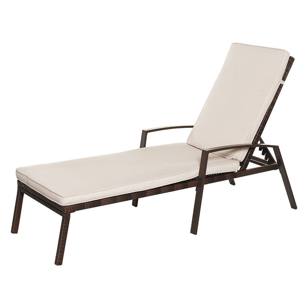 2pc Adjustable Wicker Rattan Patio Chaise Lounge Chair - White