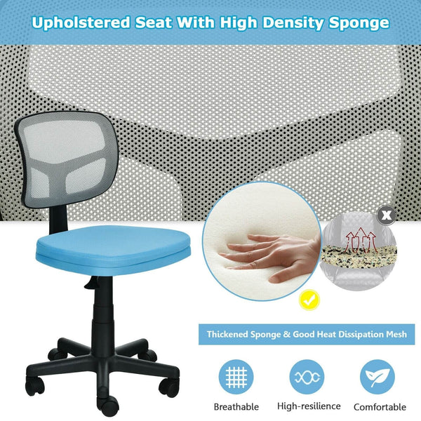 Height Adjustable Armless Computer Chair - Blue