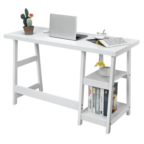 Computer Writing Desk with Removable Shelves - White