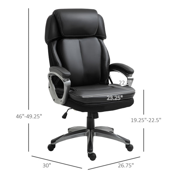 Height Adjustable High Back Executive Home Office Chair with Padded Armrests - Black