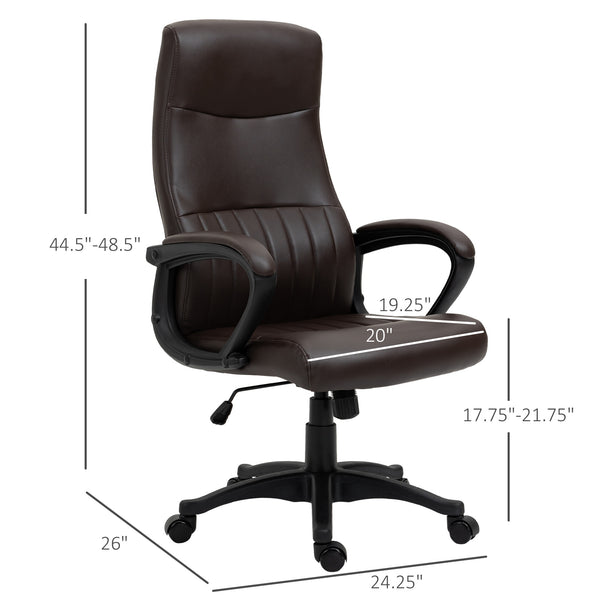 Height Adjustable High Back Executive Home Office Chair - Brown