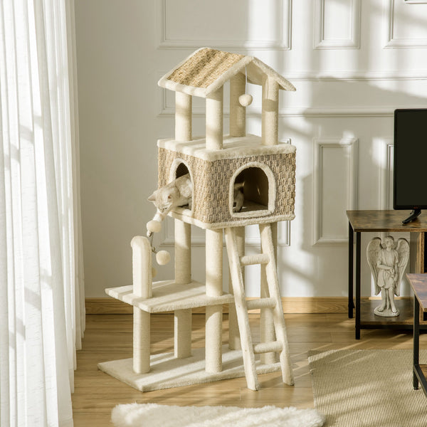52" Cat Tree Activity Center with Scratching Posts - Beige
