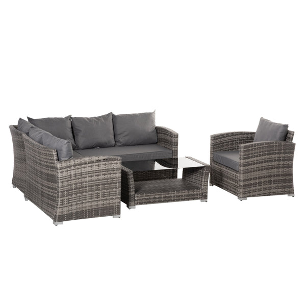 5pc Outdoor Patio Rattan Sofa Set with Tea Table - Grey