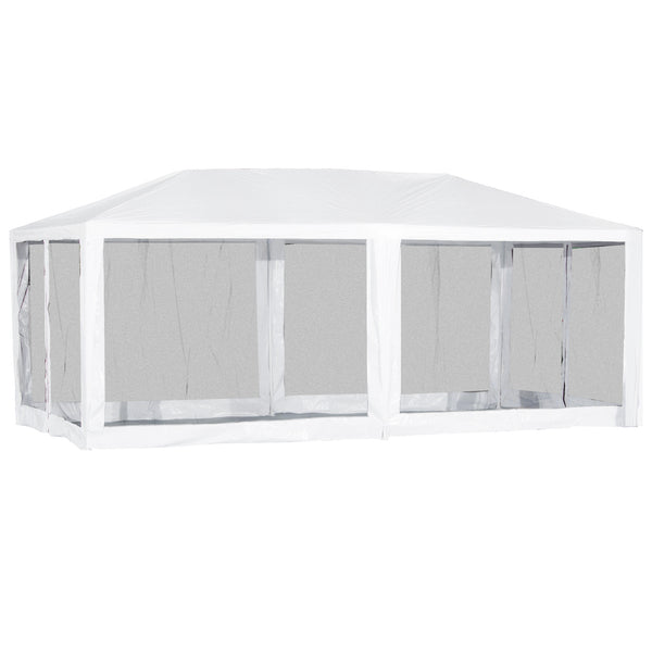 19x9 ft Party Gazebo Canopy Tent with Removable Mesh Netting - White