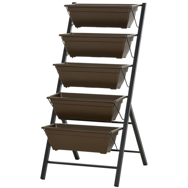 5-Tier Raised Garden Bed with Foldable Frame