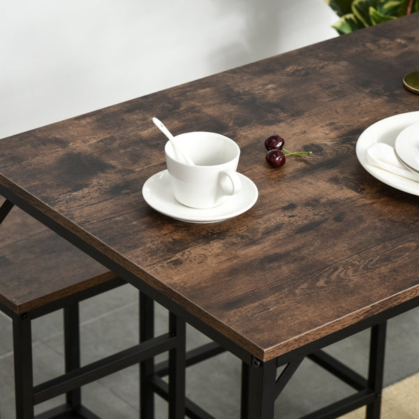 Industrial Bar Table Set - Rustic Brown
