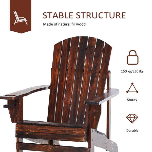 Outdoor Classic Wooden Adirondack Deck Lounge Chair - Brown
