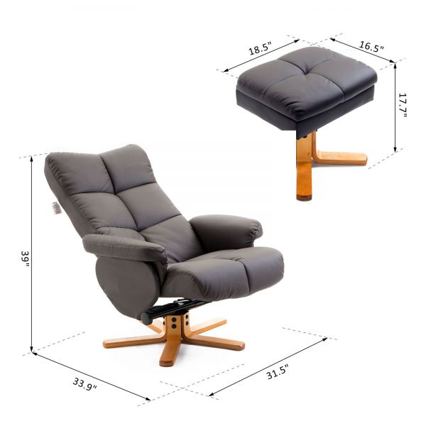 Leather Home Office Lounge Chair and Ottoman Set