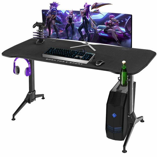 62.5 Inch T-Shaped Gaming Desk with Cup Holder
