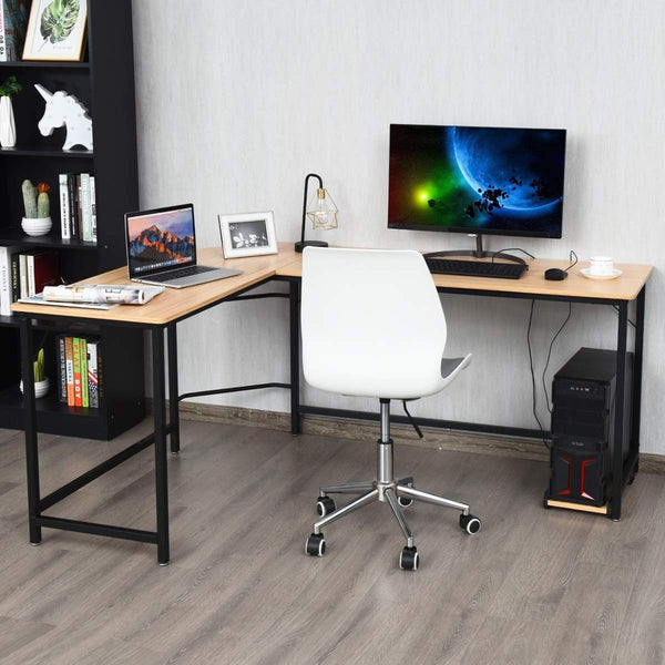 L Shaped Corner Computer / Gaming Desk - Natural